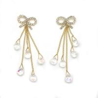 Crystal Rhinestone Earring, Zinc Alloy, with Crystal, gold color plated, fashion jewelry & for woman & with rhinestone, two different colored 
