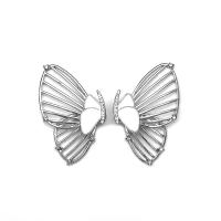 Zinc Alloy Rhinestone Stud Earring, Butterfly, silver color plated, fashion jewelry & for woman & enamel & with rhinestone, two different colored 