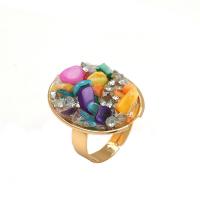 Gemstone Zinc Alloy Finger Ring, with Gemstone, gold color plated, fashion jewelry & for woman, multi-colored, 18mm 
