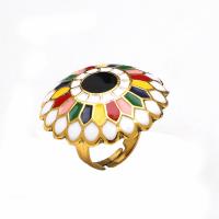 Emaille Zink Legierung Finger Ring, Zinklegierung, goldfarben plattiert, Modeschmuck & für Frau, farbenfroh, 18mm, verkauft von PC