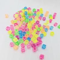 Acryl Alphabet Perlen, Quadrat, DIY, gemischte Farben, 6x6mm, ca. 3000PCs/Tasche, verkauft von Tasche