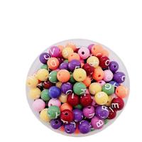 Acryl Alphabet Perlen, rund, Spritzlackierung, DIY, gemischte Farben, 8mm, ca. 1900PCs/Tasche, verkauft von Tasche