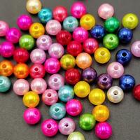 ABS Plastic Beads, Round, stoving varnish, random style & DIY & imitation pearl, mixed colors, 4-14mm 