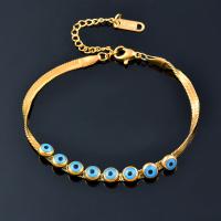 Evil Eye Jewelry Bracelet, 316L Stainless Steel, Vacuum Ion Plating, for woman & enamel Approx 19 cm 