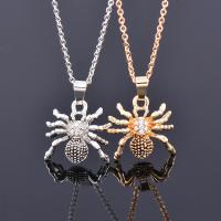 Stainless Steel Jewelry Necklace, 316L Stainless Steel, with 5cm extender chain, Spider, Vacuum Ion Plating, for woman & with rhinestone Approx 40 cm 