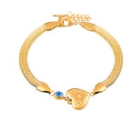 Evil Eye Jewelry Bracelet, 316L Stainless Steel, with 5cm extender chain, Heart, Vacuum Ion Plating, for woman & enamel, golden, 14mm Approx 18 cm 