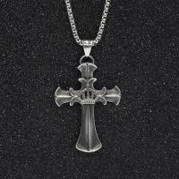 Titanium Steel Jewelry Necklace, Cross, fashion jewelry & for man Approx 23.62 Inch 