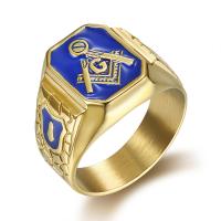 Titanium Steel Finger Ring, gold color plated & for man & epoxy gel, golden 