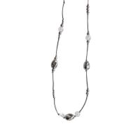 Brass Jewelry Necklace, with Glass Beads & Copper Coated Plastic, with 5cm extender chain, silver color plated, fashion jewelry & for woman .5 cm 