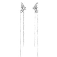 Fashion Fringe Earrings, Zinc Alloy, Butterfly, silver color plated, fashion jewelry & for woman, silver color 