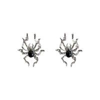 Zinc Alloy Rhinestone Stud Earring, with Glass Rhinestone, Spider, silver color plated, fashion jewelry & for woman, silver color 
