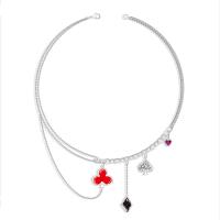 Enamel Zinc Alloy Necklace, with Cubic Zirconia, with 5cm extender chain, Poker, silver color plated, fashion jewelry & for woman .5 cm 