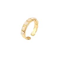 Палец кольцо-латунь, Латунь, с кошачий глаз, плакирован золотом, регулируемый & Женский, размер:6-8, продается PC