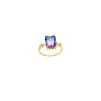 Кубическое цирконовое латунное кольцо, Латунь, Геометрический узор, плакирован золотом, Женский & с кубическим цирконием, размер:8, продается PC