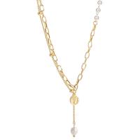 Plastic Pearl Necklace, Zinc Alloy, with Plastic Pearl, with 1.97inch extender chain, gold color plated, Double Layer & for woman Approx 15.3 Inch 