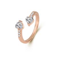 Cubic Zirconia Micro Pave Brass Finger Ring, Heart, plated, adjustable & micro pave cubic zirconia & for woman 2mm, US Ring 