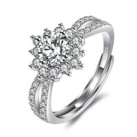 Anilo de dedo de latón, metal, Patrón Geométrico, chapado en platina real, ajustable & para mujer & con diamantes de imitación, tamaño:6-8, Vendido por UD
