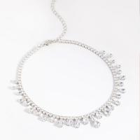 Rhinestone Zinc Alloy Necklace, with Zinc Alloy, Teardrop, plated, fashion jewelry & for woman Approx 13.4-20 Inch 