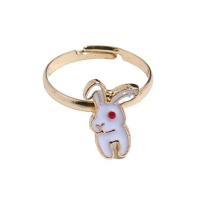 Enamel Zinc Alloy Finger Ring, Rabbit, gold color plated, fashion jewelry & for woman, two different colored, 18mm 