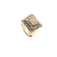 Rhinestone Zinc Alloy Finger Ring,  Square, gold color plated, fashion jewelry & for woman & with rhinestone, two different colored, 18mm 