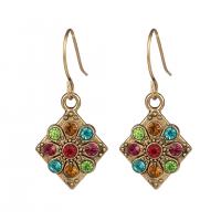 Zinc Alloy Rhinestone Drop Earring, gold color plated, fashion jewelry & for woman & with rhinestone, multi-colored 