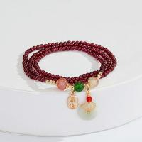 Crystal Bracelets, Zinc Alloy, with Crystal & Strawberry Quartz & Garnet, handmade, fashion jewelry & for woman Approx 53 cm 