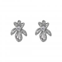 Cubic Zircon Brass Earring, with Cubic Zirconia, Flower, platinum color plated, fashion jewelry & for woman, platinum color 