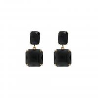 Brass Drop Earring, Square, gold color plated, fashion jewelry & for woman & with rhinestone 