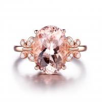 Латунное кольцо с стразами, Латунь, с Морганит, Геометрический узор, плакированный цветом розового золота, регулируемый & Женский & со стразами, размер:6-8, продается PC