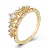 Cubic Zirconia Micro Pave Brass Finger Ring, Crown, plated, micro pave cubic zirconia & for woman US Ring 