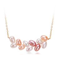 Freshwater Pearl Brass Necklace, with Copper Alloy, with 1.96 inch extender chain, 18K gold plated, for woman Approx 15.75 Inch 