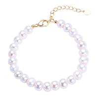 Freshwater Pearl Brass Necklace, with Copper Alloy, with 1.96 inch extender chain, 18K gold plated, for woman, white Approx 6.3 Inch 