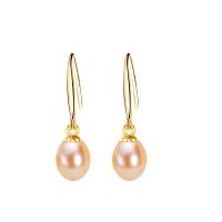 Freshwater Pearl Brass Earring, with Brass, plated, for woman 