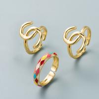Brass Finger Ring, gold color plated, Adjustable & for woman & enamel, 20mm 