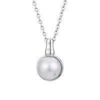 Пластиковый жемчужное ожерелье, Латунь, с Пластиковая жемчужина, Платиновое покрытие платиновым цвет, Женский, длина:Приблизительно 15.75 дюймовый, продается PC