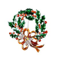 Christmas Jewelry Brooch , Zinc Alloy, plated & Christmas Design & enamel & with rhinestone 