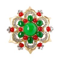 Rhinestone Zinc Alloy Brooch, with Lampwork, Flower, gold color plated, Unisex & with rhinestone 