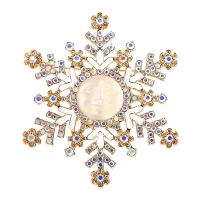 Christmas Jewelry Brooch , Zinc Alloy, Snowflake, gold color plated, Christmas Design & for woman & enamel & with rhinestone 