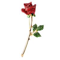 Rhinestone Zinc Alloy Brooch, Rose, gold color plated, for woman & with rhinestone 