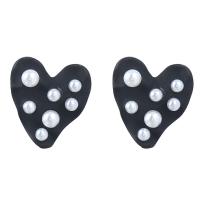 Plastic Pearl Zinc Alloy Earring, with Plastic Pearl, Heart, painted, fashion jewelry & for woman 