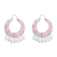 Resin Zinc Alloy Earring, with Seedbead & Resin, gold color plated, fashion jewelry & for woman 