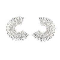Zinc Alloy Rhinestone Stud Earring, Letter C, plated, fashion jewelry & for woman & with rhinestone 