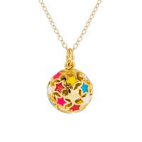 Brass Jewelry Necklace, Round, gold color plated, fashion jewelry & for woman & enamel cm 