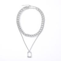 Fashion Multi Layer Necklace, Zinc Alloy, with 1.97inch extender chain, Geometrical Pattern, plated, Double Layer & wave chain & for woman & hollow Approx 17.7 Inch 