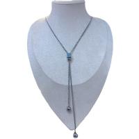 Zinc Alloy Sweater Chain Necklace, plated, fashion jewelry & for woman, silver color Approx 23.6 Inch 