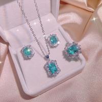 Crystal Jewelry Sets, Cupronickel, with Crystal, Geometrical Pattern, platinum plated, fashion jewelry & for woman 