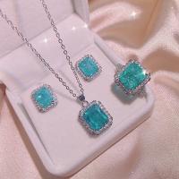 Crystal Jewelry Sets, Cupronickel, with Crystal, Geometrical Pattern, platinum plated, for woman & with rhinestone 