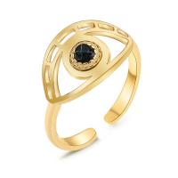 Evil Eye Jewelry Finger Ring, Titanium Steel, Vacuum Ion Plating, adjustable & for woman & enamel & with rhinestone US Ring 