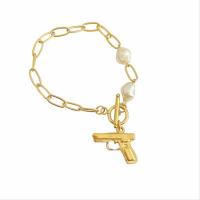 Stainless Steel Charm Bracelet, 304 Stainless Steel, with Freshwater Pearl, gold color plated, Adjustable & Unisex Approx 7 Inch 