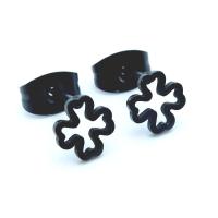 Titanium Steel Earrings, Vacuum Plating, Unisex & hollow, black 